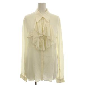 シルク混 シャツ ブラウス フリル 長袖 40 アイボリー P18IN2M /G