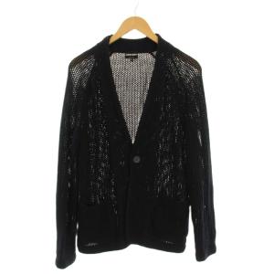 カーディガン ニット Vネック 50 紺 ネイビー 長袖 透かし編み /YM