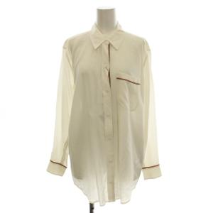 シルク シャツ ブラウス 長袖 XS 白 ホワイト Q23-E930 /G