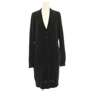 ニットカーディガン ロング 長袖 ウール 42 黒 ブラック FAL22K /HN