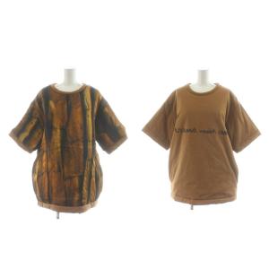 カットソー 半袖 中綿 ロゴ XS 茶 ブラウン 黒 ブラック S32GC0516 S23082 /AN19