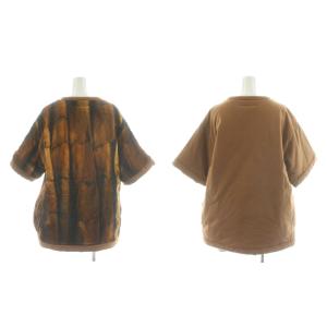 MM6 Maison Margiela カットソー 半袖 中綿 ロゴ XS 茶 ブラウン 黒 ブラック S32GC0516 S23082 /AN19
