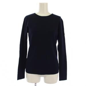 BACK CUT OUT TOP ニット カットソー 長袖 クルーネック ウール 38 ネイビー /BM