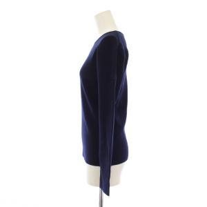 BORDERS at BALCONY BACK CUT OUT TOP ニット カットソー 長袖 クルーネック ウール 38 ネイビー /BM