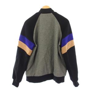 MSGM スタジャン ジャケット アウター ショート丈 ロゴ 装飾 ウール 40 グレー 黒 ブラック /BB
