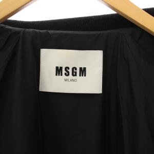 MSGM スタジャン ジャケット アウター ショート丈 ロゴ 装飾 ウール 40 グレー 黒 ブラック /BB