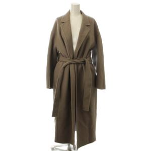 21AW テーラーリバーガウンコート ウール 1 グレー テーラードカラー ベルト付き /JP