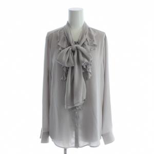 シャツ ブラウス 2 紫 パープル 長袖 リボンタイ フリル /AP