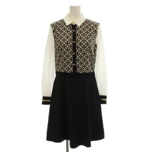 シャツワンピース 総柄 長袖 ワンピース ロング 36 黒 ベージュ /G