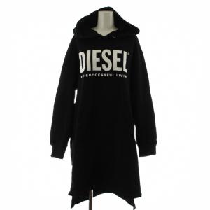 ワンピース ロング フード 長袖 ロゴ M 黒 ブラック /AN40