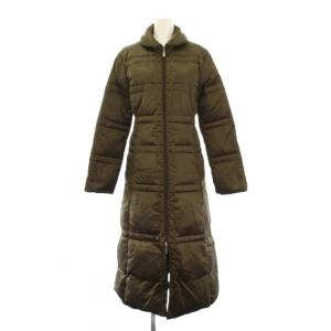 茶タグ ダウンコート アウター ロング丈 ジップアップ ワンカラー 1 カーキ /BB