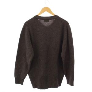 VIVIENNE WESTWOOD MAN ニット セーター 長袖 Vネック オーブ ロゴ 刺繍 ワンポイント ウール M 茶 ブラウン /BB