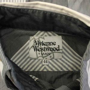 VIVIENNE WESTWOOD MAN シャツ 長袖 ストライプ オーブ刺繍 44 グレー 4945-2022 /KH