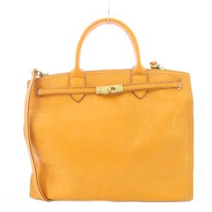 2WAY トートバッグ ハンドバッグ ショルダーバッグ ワンカラー ターンロック式 黄色 イエロー /BB