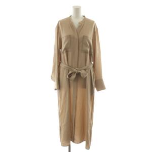 20SS シャツワンピース ロング 4 ベージュ 長袖 ポケット付き ベルト付き /RR