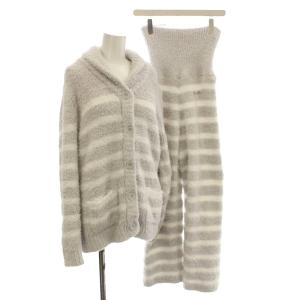 18SS 3点セット ルームウェア ボーダー カーディガン パンツ ストール パジャマ F グレー 181007