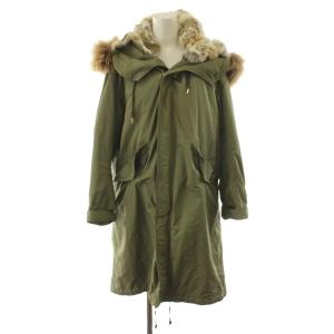 16AW ミリタリーコート ロング丈 フード ファー アウター 38 カーキ 16020500416030