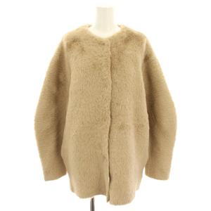 フェザーヤーンカーディガン ファージャケット ノーカラージャケット アウター F ベージュGGZ1032205A0016