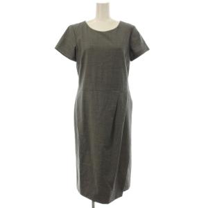 ワンピース ウール 38 グレー ラウンドネック 半袖 ひざ丈 /JP