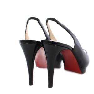 Christian Louboutin オープントゥパンプス ハイヒール エナメル 37 黒 /KH