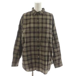 25AW CHECKオーバーサイズシャツ ブラウス 長袖 F グレー 黒 ブラック 25050462101140