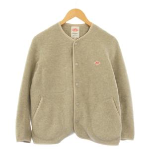 フリースノーカラージャケット アウター ショート丈 ワンカラー ロゴ ワンポイント ストレッチ 34 グレージュ