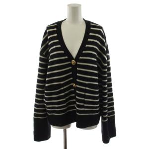 22AW GOLD BUTTON V/N CARDIGAN カーディガン ボーダー 黒 ブラック 白 ホワイト