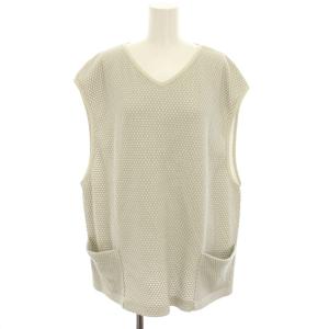 ドットジャガードニットベスト プルオーバー Vネック 総柄 L ベージュ グレー CS37-K15 /YT