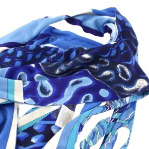 Emilio Pucci スカーフ シルク プッチ柄 青 ブルー /TK