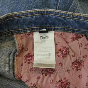 D&G スカート 26 インディゴ 花柄 ミニ丈 ウエストバンド切り替え /JP