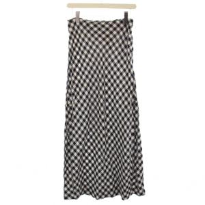 COMME des GARCONS フレアスカート ロング チェック柄 L 紺 白 /BM