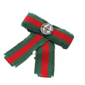 GUCCI ブローチ リボン型 ビジュー装飾 レッド グリーン