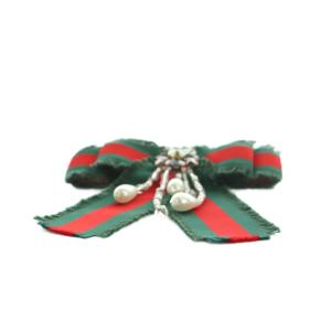 GUCCI ブローチ リボン型 ビジュー装飾 レッド グリーン
