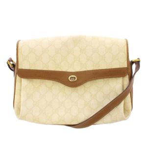 ショルダーバッグ GGキャンバス レザー ロゴ インターロッキング アイボリー 茶 ブラウン /BB OH