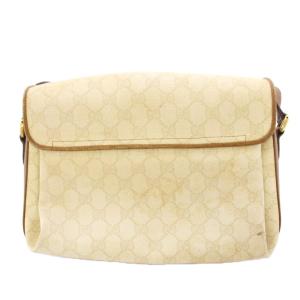 GUCCI ショルダーバッグ GGキャンバス レザー ロゴ インターロッキング アイボリー 茶 ブラウン /BB OH