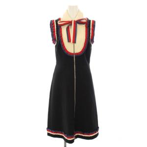 ラッフルスリーブレスドレス ワンピース リボン M ブラック 501481