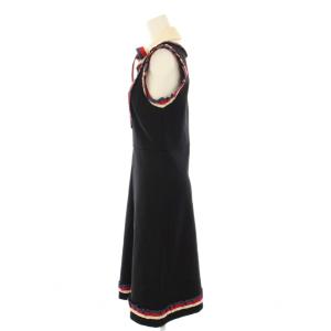 GUCCI ラッフルスリーブレスドレス ワンピース リボン M ブラック 501481