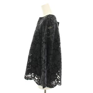 ADORE 2点セット インナー付ソレイユフラワーレースブラウス 長袖 花柄 カットソー ノースリーブ 38 紺 ネイビー