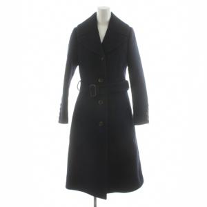 チェスターコート ロング丈 ウール アウター 36 紺 ネイビー AW15-54 /AN64