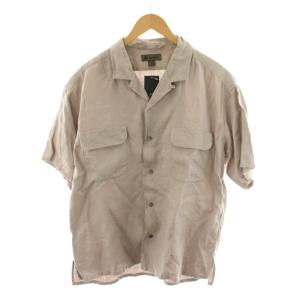 OPEN COLLAR SHIRT オープンカラー シャツ 半袖 麻 リネン 50 ベージュ 8046-00-11005