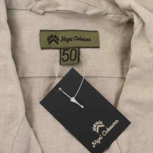 Nigel Cabourn OPEN COLLAR SHIRT オープンカラー シャツ 半袖 麻 リネン 50 ベージュ 8046-00-11005