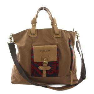 ショルダーバッグ ハンドバッグ 2way キャンパス 茶 ブラウン /AN26