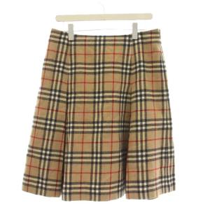 ウール プリーツ スカート ひざ丈 ノバチェック 46 ベージュ FX187-065-50 /G