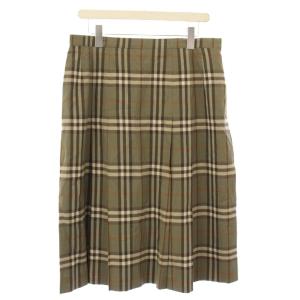 ヴィンテージ プリーツスカート ノバチェック カーキ