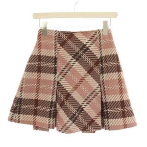 24AW ロービングチェックミニスカート ウール 0 ピンク ブラウン SWFS244086 /YM