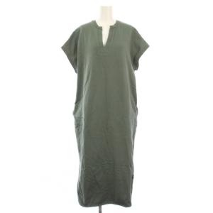 B:MING by BEAMS 別注フレンチスリーブワンピース ロング バックプリント F カーキ /TK