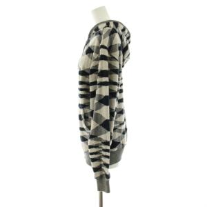MISSONI ニットパーカー 長袖 ジップアップ 総柄 パイル生地 48 黒 ブラック グレー /KU