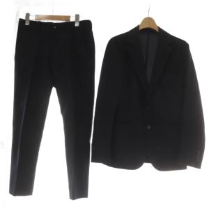 セットアップ ジャケット パンツ S 紺 ネイビー テーパード 長袖 センタープレス/AU