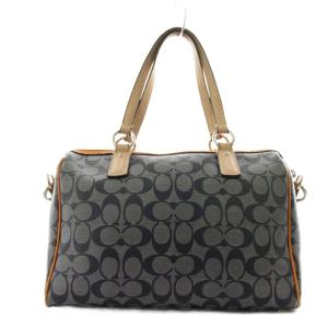 COACH シグネチャー ボストンバッグ ハンドバッグ ショルダーバッグ 2way オレンジ 紺 ネイビー F24362