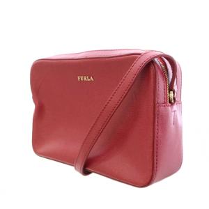 FURLA ショルダーバッグ レザー スクエア ロゴ プリント ワンポイント 赤 レッド /BB